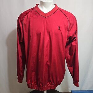 FootJoy Windbreaker Mens Size Large Red Golf Raglan Sleeve V-Neck Pullover